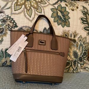 Dooney and Bourke woven leather tote detachable crossbody bag, NWT